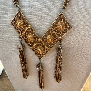 Vintage Gold Statement Necklace with Tassels Sarah Coventry